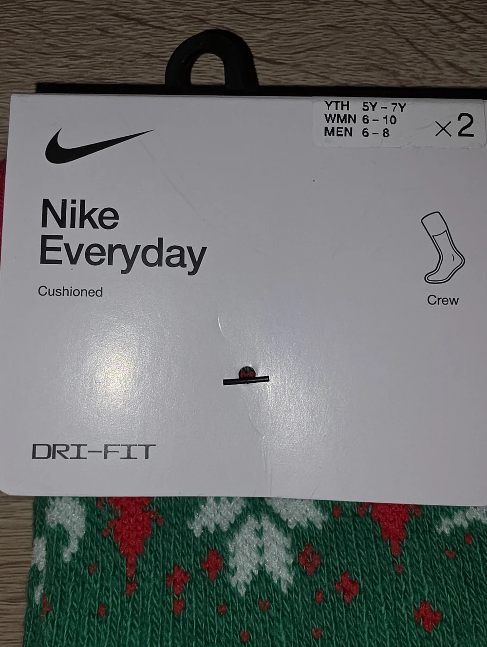 Nike Everyday Dri-FIT Crew Socks - Green Christmas Reindeer